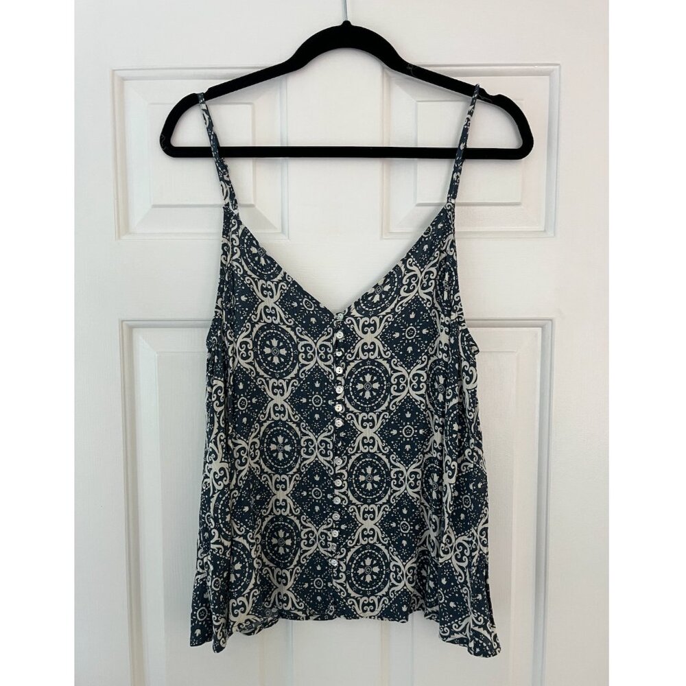 Navy and White Patterned Tank Top